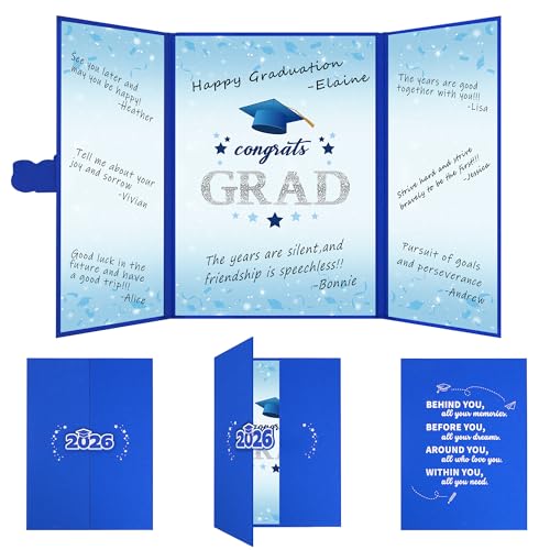 Image of Vlipoeasn Blue Silver 2026 Graduation Guest Book Alternative, Class of 2026 Grad Party Decorations, Signature Book for 2026 College High School, Unique Graduation Gifts for Friends