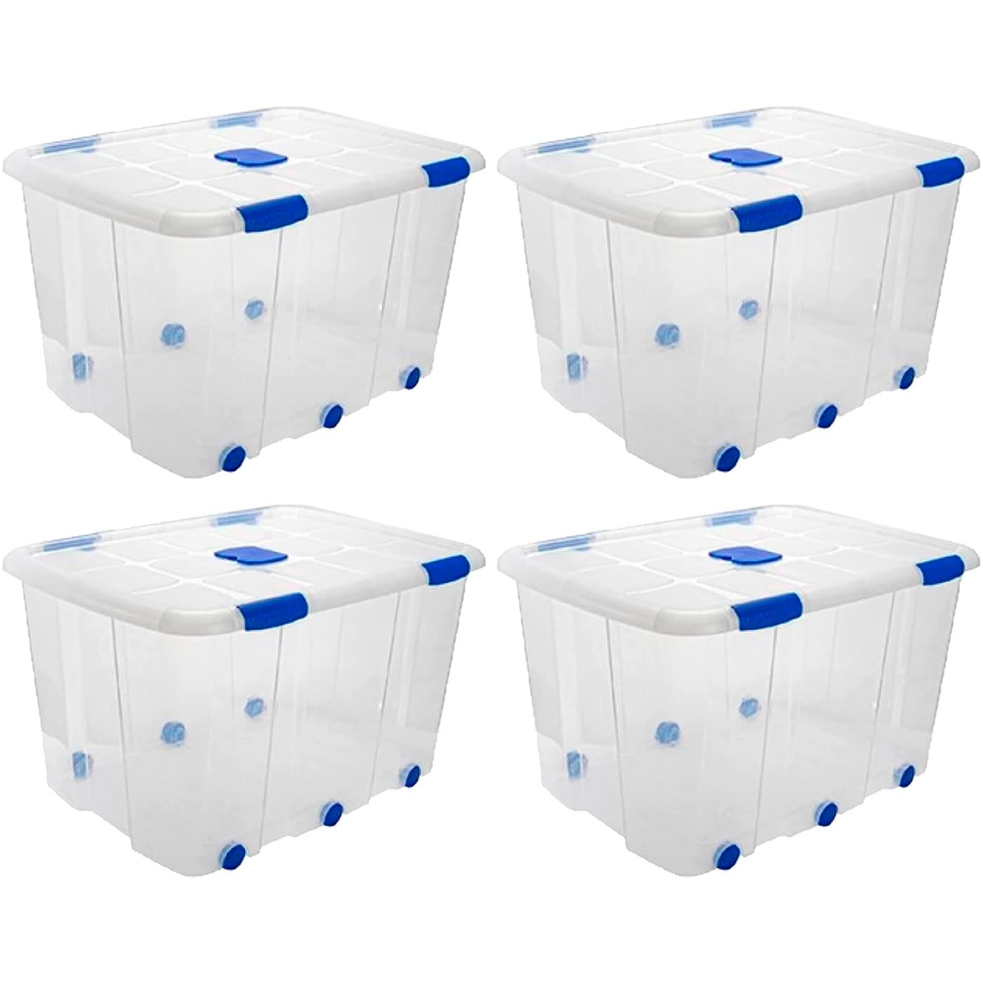Acan Tradineur - Pack de 4 cajas de Almacenamiento - Fabricado en plástico - Contenedor para almacenar Libros, ropa, mantas - N.º 16-46,4 x 56,5 x 76,8 cm - 133 Litros