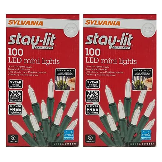Energy Star Sylvania Stay-Lit Platinum 100 Led Mini Lights (Pure White) (2 Pack)