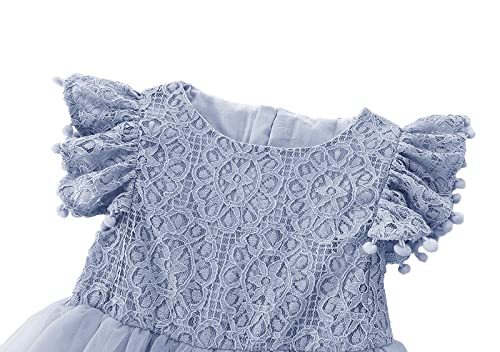 Image of Toddler Girls Lace Tulle Dress Baby Girl Elegant Flutter Sleeve Party Princess Dresses
