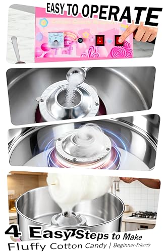 Image of Commercial Cotton Candy Machine 1000W - 15 inch Stainless Steel Bowl