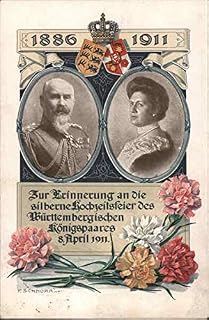 In Memory of the Silver Wedding Celebration of the Wurttemberg Royal Couple Original Antique Postcard