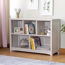Guidecraft Classic Bookshelf - Gray Wooden 5-Compartment Storage Shelving Unit for Kids Toys, Books, Paper, TV, and Bins - Childrens Playroom Bookcase Furniture