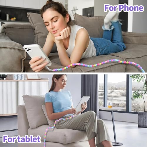 Image of VOFUOE USB to USB C Cable for iPhone 17 Charging Cord Type C Fast Charging Stars Bead Chain Charging Cable for Women 3.3FT for iPhone 16 /15, Galaxy S24 /S25 Ultra, for iPad 11th /10th -Candy Color
