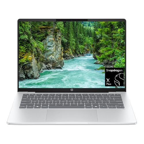 HP OmniBook 5 14 inch Next Gen AI PC, OLED Display, Snapdragon X Plus X1P-42-100, 16 GB RAM, 1 TB SSD, Qualcomm Adreno GPU, Windows 11 Home, Glacier Silver, 14-he0099nr