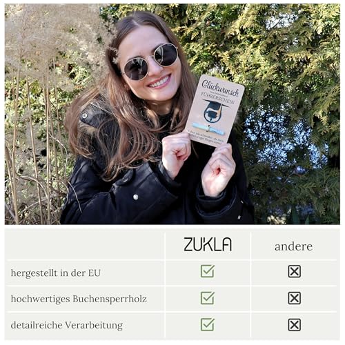 ZUKLA Verpackung für Geldgeschenke Führerschein Geschenk - Holz - 15 x 10 cm - Geldgeschenk Verpackung Holz - Führerschein Gutschein