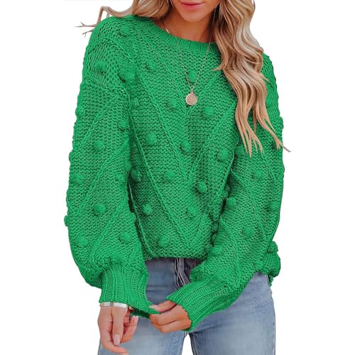 Womens Oversized Polka Dot Knit Sweater Casual Loose Fit Pullover