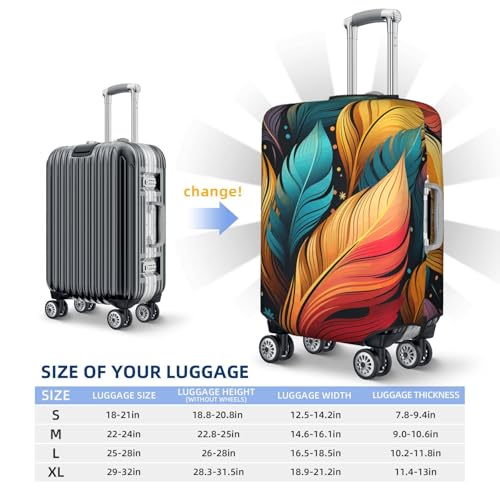 Travel Luggage Cover Colorful feathers Suitcase Protector Elastic Washable Stretch Suitcase Protector Anti-Scratch Travel Suitcase Cover Fit 18-32 Inch Luggage2