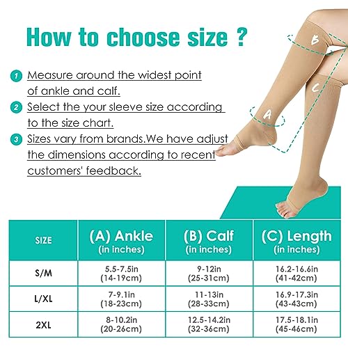 Bropite Open Toe Compression Socks For Men & Women - 2 Pairs Of 15-20 Mmhg Toeless Circulation Medical Compression Socks #TOP2