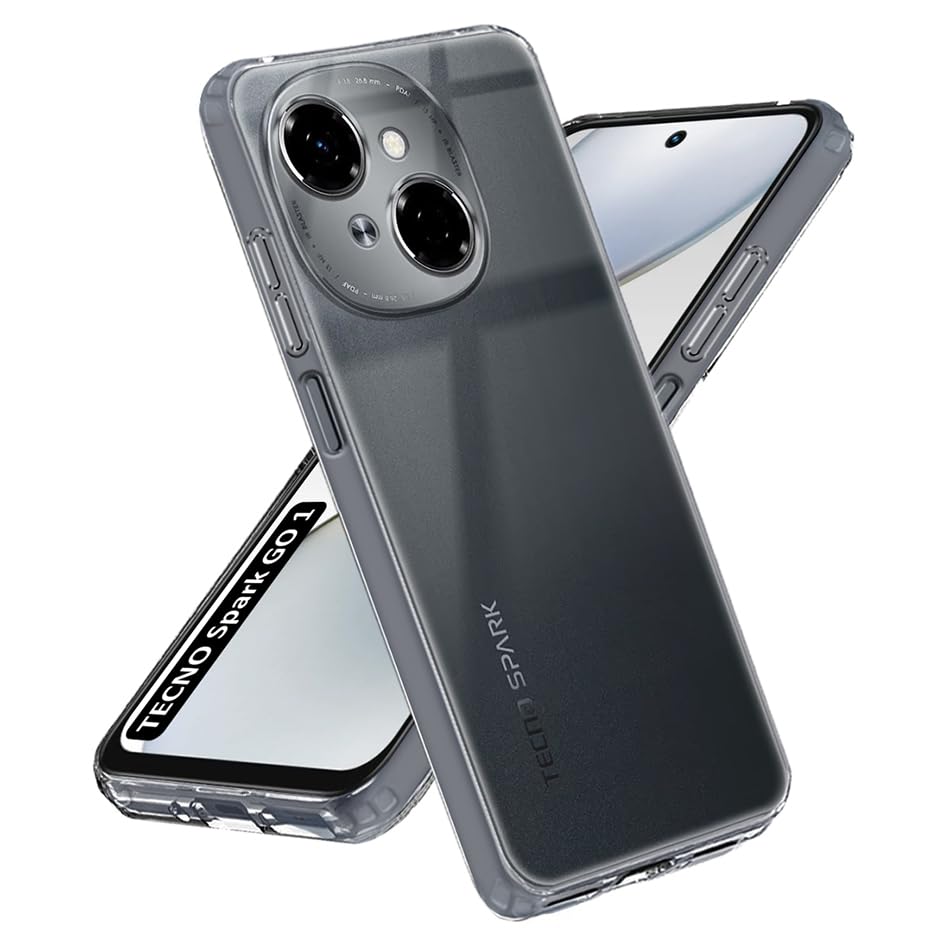 Image of Fashionury Crystal Clear Case for Tecno Spark GO 1 | Yellowing Resistance | Transparent TPU Silicone | Raised Camera Lips | Slim Transparent Cover