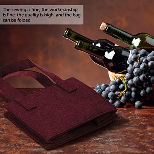ueslwser Felt Cloth Beer Bag, Protable Large Wine Cardboard Bottle Carriers with Carry Handle, 6 Bottle Wine Carrier Flexible Divider for Travel Picnic Party (Dark Red)