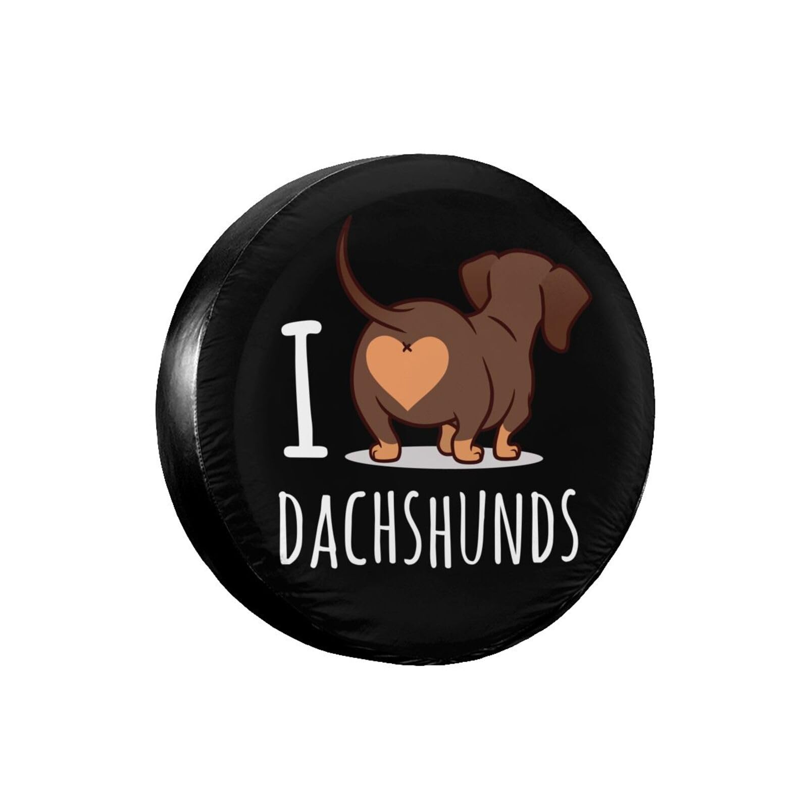 Delerain I Love Dachshunds Spare Tire Covers for Jeep RV Trailer SUV Truck and Many Vehicle, Wheel Covers Sun Protector Waterproof, (14 Inch for Diameter 23"-27")