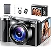 4K Digital Camera for Photography & Travel, 56MP Autofocus Vlogging Camera with 3″ 180° Flip Screen, 16X Zoom, Compact Point and Shoot Camera for Beginners and Teens, 32GB Card Included