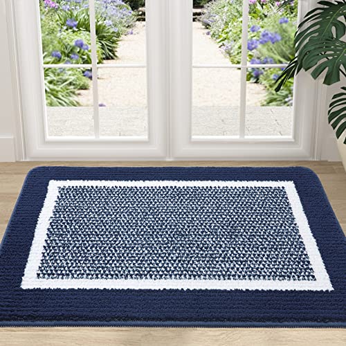 Colorxy Indoor Door Mat, Non-Slip Absorbent Resist Dirt Entrance Mat, Sturdy Low-Profile Inside Floor Carpet Mats, Washable Front Entry Doormats for Entryway, 47''x20'', Navy