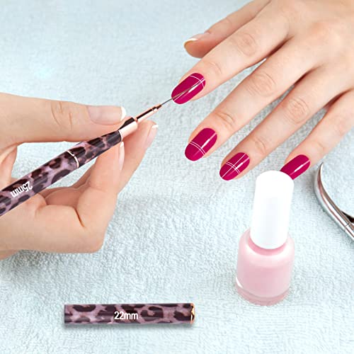 Nail Art Brushes With Lengths Label, 5Pc Double-Ended Nail Art Liner Brushes 10 Heads Striping Liner Brush, Uv Gel Polish Painting Nail Design Brush Metal Handle Nail Drawing Pens, Sizes 5/7/9/11/14/15/17/20/22/25Mm #TOP3