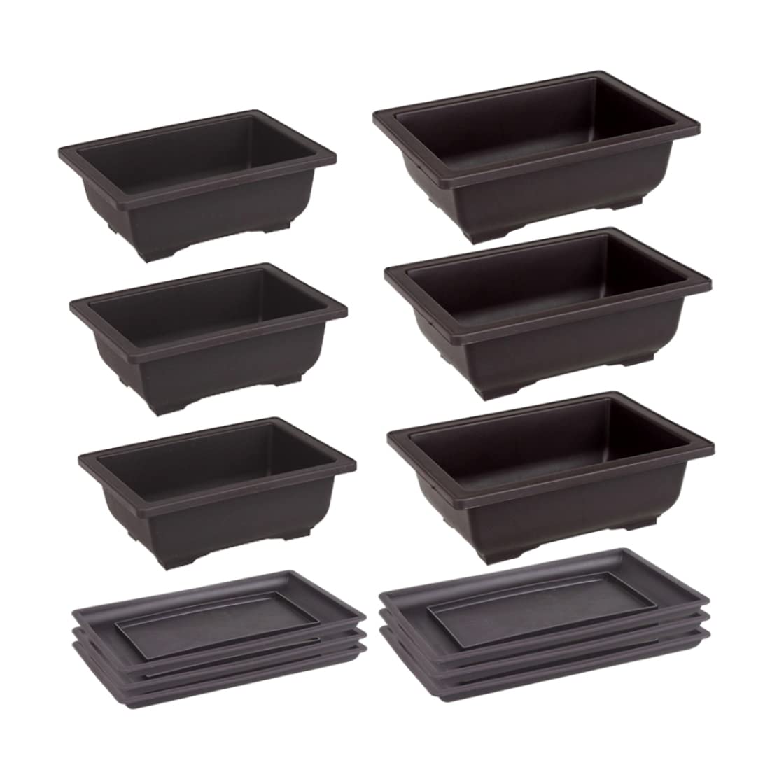 Gcroet Macetas de Entrenamiento de Bonsai con Bandeja plástica Rectangular suculento sembradora Recipiente de Cultivo de Flores 6sets.