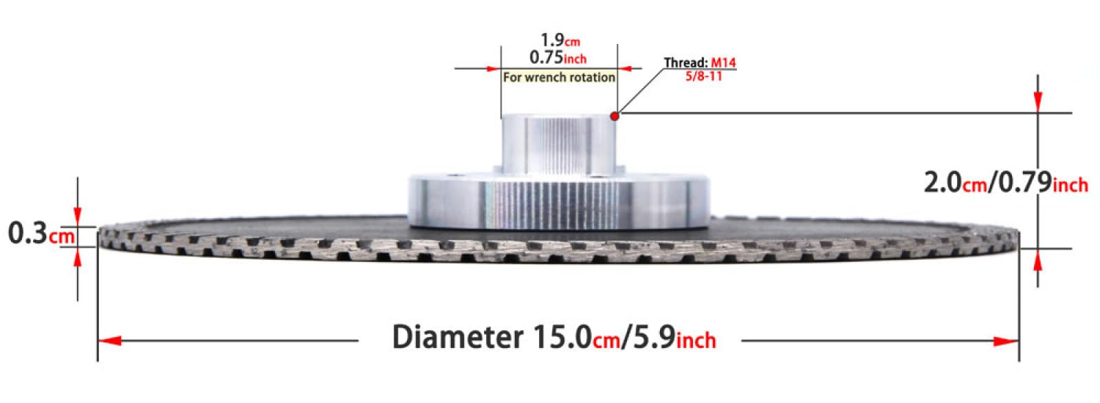 Discos de corte de diamante para amoladora angula Disco de corte de diamante for amoladora angular de 6" con brida M14 5/8-11, corte multiusos de 150 mm, rosca 5-8-11(5 8 11 thread)