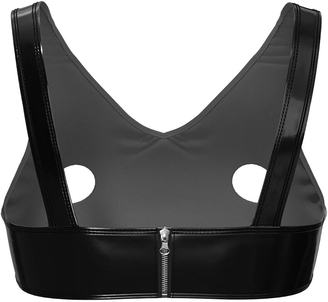 Women Sexy Leather Camisole Bra, Hot Nipple Exposed Halter Tops