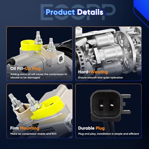 Image of ECCPP AC Compressor for Ford for F-250 Super Duty for F-350 Super Duty 5.4L 6.8L 2008-2010 for Ford for F-450 Super Duty for F-550 Super Duty 6.7L 7.3L 2016-2022 Air Conditioning Compressor
