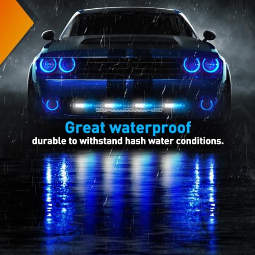Image of Nilight 6LED Blue White Emergency Strobe lights Sync Feature Surface Mount | 12V 24V Grille Flashing Warning Hazard Light Ultra Slim for Cars Trucks Van Off Road Vehicles SUV 4PCS
