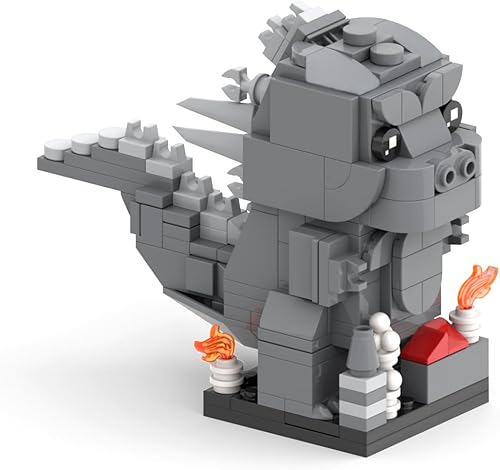 -MOC Godzilla Brick Mini Headz - Juego de construcción de bloques de construcción lindos y creativos para niños, regalos para niños (213 piezas)