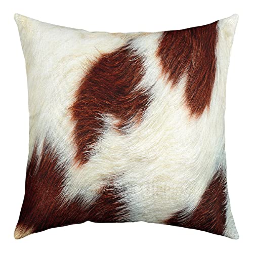 Set Of 4 Cow Fur Throw Pillow Covers 20X20 Spotted Deer Pillow Covers Cowhide Vintage Farmhouse Cushion Covers Western Cowboy Patchwork Elk Deer Living Room Decorative Pillow Covers #TOP4