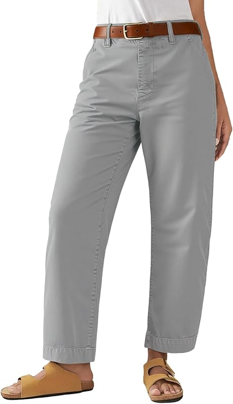 Flamingals Straight Leg Low Rise Barrel Pants for Women | Cropped Chino Pants,Casual Pants,Barrel Leg Ankle Pants,Women Pants Casual,Straight Leg Dress Pants