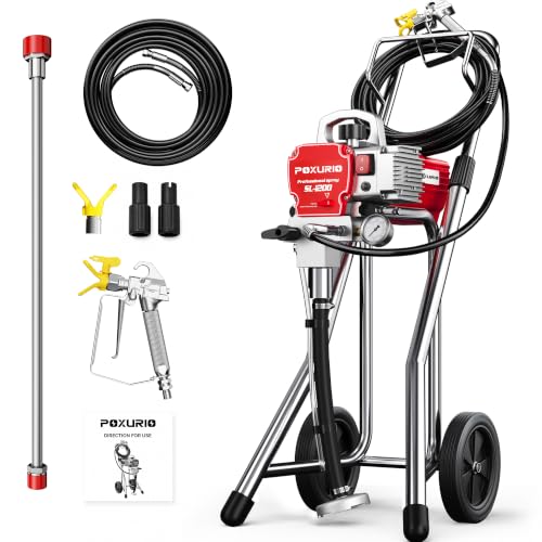 Image of Airless Paint Sprayer, 0.47GPM Paint Sprayer for Home Interior 3300psi 1200W High Efficiency Airless Sprayer with Low Overspray for House Painting Townhouse, Red