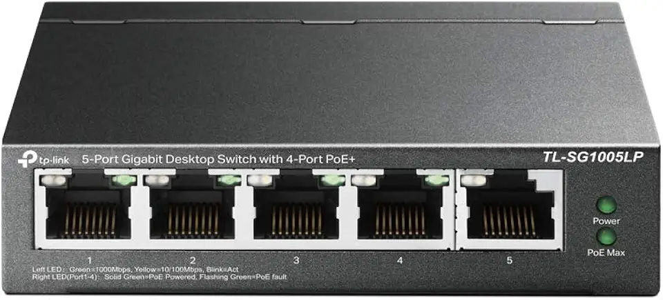 Tp-Link TL-SG1005LP Gigabit PoE Switch, 40 W PoE Budget, 5-Port, 4-Port