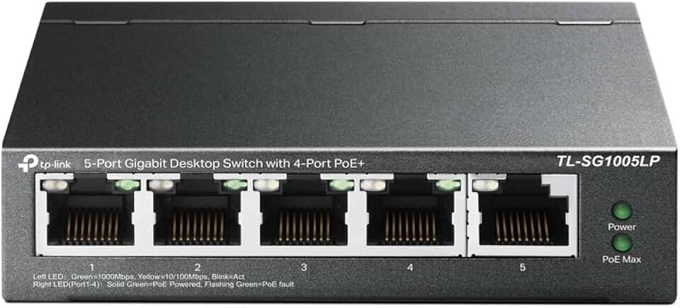Switch 05 Portas TP-LINK TL-SG1005LP GIGABIT C/4 portas PoE+ (40W) (Ver. 2.0)