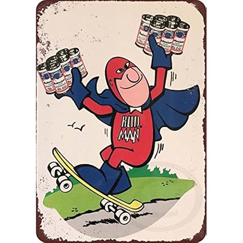 Custom Kraze Budweiser Bud Man Brewery Vintage Skateboard Reproduction Metal Sign 8 x 12 Cover