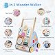 Lauflernwagen Holz, Lauflernwagen Baby Lauflernhilfe mit Rädern & Bauklötzen Spielgeräte Aktivitätszentrum Set, Multifunktion Baby Walker Spielzeug Geschenk für Kleinekinder Kinder 10 Mon. - 1-2 Jhr.