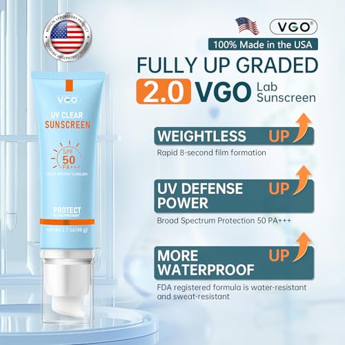 Image of VGO Mineral Sunscreen for Face, Reef Safe Sunscreen, Oil-Free Face Moisturizer with SPF 50, Broad-Spectrum UVA /UVB Protection, Lightweight, Non-Comedogenic, Travel Size (1 pack)
