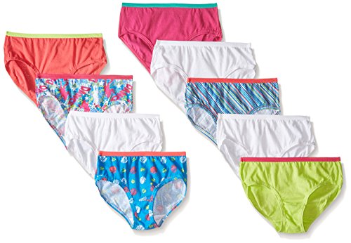 Fruit of The Loom Big Girls' Low Rise Brief, Assorted, 14(Pack of 9)
