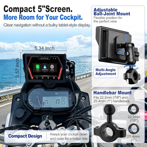 YZW 5-Inch IP69K Motorcycle GPS