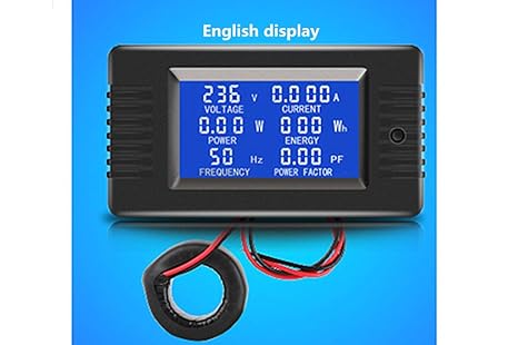 AC 80V-260V Current Voltage Amperage Power Energy Panel Meter LCD Digital Display Ammeter Voltmeter Multimeter (100A(Current Transformer CT))