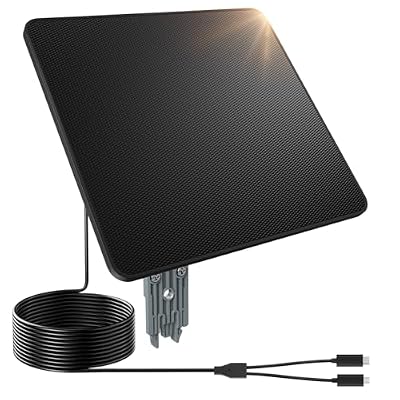 KJK 6W IP66 Waterproof Solar Panel for Ring Security Camera, DC 5V Solar Charger with USB-C & Micro USB, 360° Adjustable Outdoor Mount