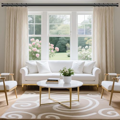 2 Pack Curtain Rods for Windows 48 to 84 Inch(4-7 Feet),Black 1'' Diameter Drapery Rods with End Cap Style Design,Modern Adjustable Heavy Duty Curtain Rod,Size:36''-88''