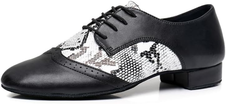 AOQUNFS Men's Latin Dance Shoes Black Patent Leather Leather Ballroom Tango Salsa Shoes,Model 8010