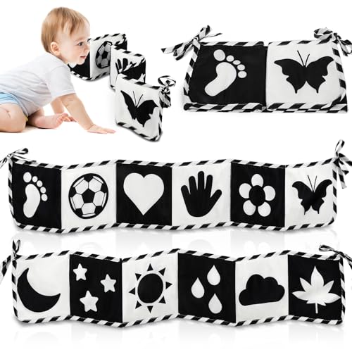 Image of AZEN Black and White High Contrast Baby Toys 0-3 3-6 Months, Tummy Time Toys, Newborn Infant Toys 0-6 Months, Soft Book Sensory Toys for Babies, Crinkle Books for Babies