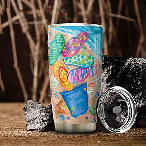 64HYDRO 20oz Beach Tumbler, Sea, Ocean, Gifts, Life is Better at the Beach, Coffee Tumbler for Women, Stainless Steel Double Wall Vacuum Insulated Coffee Mug, Travel Cup with Lid - Image 3