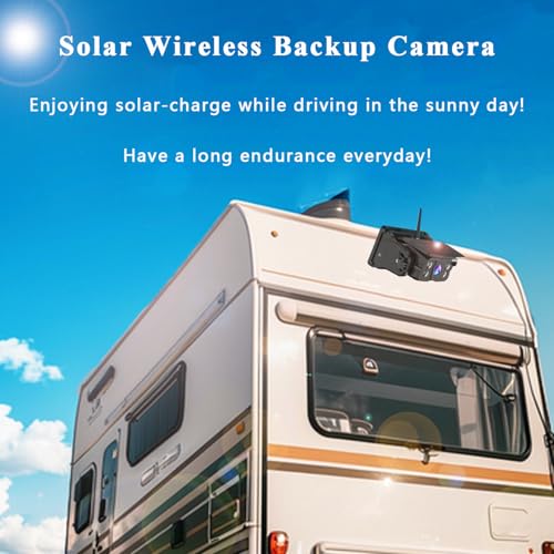 Wireless Backup Camera Solar Magnetic + 5 Inch Monitor System, LASTBUS 2 Split HD Display + Rechargeable Battery IP69 Waterproof Night Vision Rear View Camera for RV Car Trailer Truck Camper
