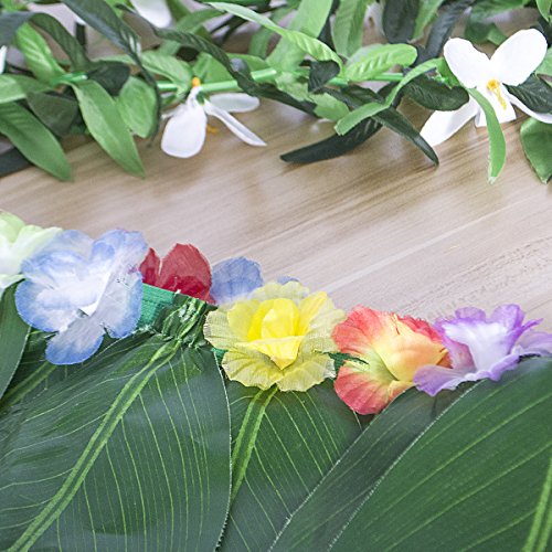 Leegleri Ti Leaf Hula Skirt Green Grass Skirt With Hawaiian Luau Leaf Leis Flower Leis,Luau Party Supplies thumb #5