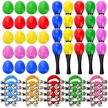 Cididu 60 Pcs Shaker Musical Instruments, 20 Pcs Kids Egg Shaker with 20 Wrist Hand Band Bells and 20 Sand Hammer Shakers, Kids Music Early Learning Percussion Toy Easter, Ideal Gift for Music Lovers