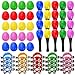 Cididu 60 Pcs Shaker Musical Instruments, 20 Pcs Kids Egg Shaker with 20 Wrist Hand Band Bells and 20 Sand Hammer Shakers, Kids Music Early Learning Percussion Toy Easter, Ideal Gift for Music Lovers