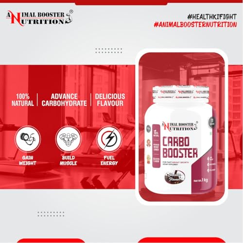 Image of Animal Booster Nutrition Carbo Booster| 85gm of Carbohydrate in 90gm of serving| For Gain Weight, Build Muscle & Fuel Energy | 1Kg Chocolate Flavour