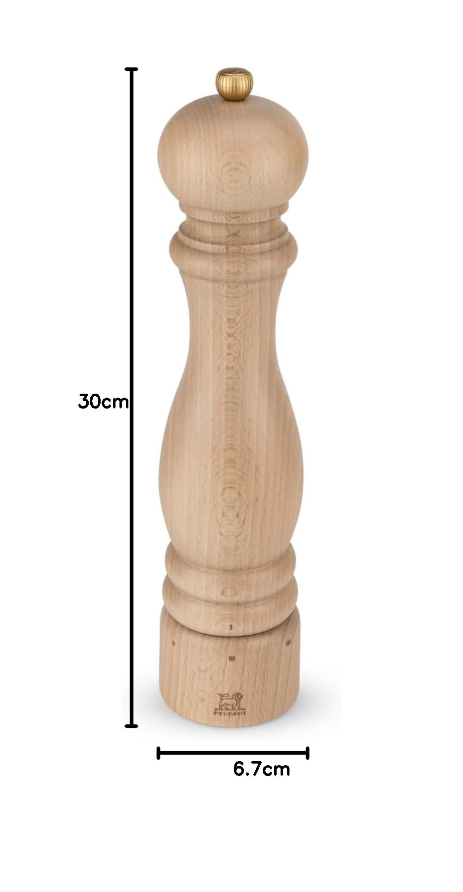 PEUGEOT - Moulin à Poivre Paris u'Select 30 cm - 6 Réglages de Moutures Prédéfinies - En Bois Labellisé PEFC - Fabrication Française - Coloris Naturel, Beige