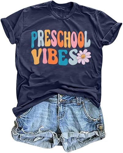 Women Preschool Teacher Shirt Preschool Crew Tshirt Rainbow Leopard Graphic Short Sleeve Tee Tops