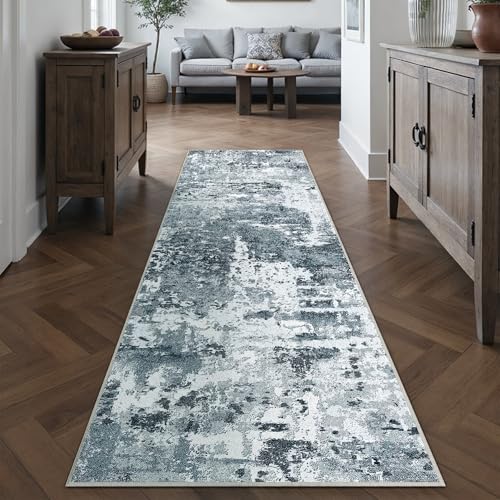 Brown 2x8 Runner Rug Washable Vintage Long Carpet for Hallway Kitchen Soft Retro Floral Low Pile Indoor Runner Non Slip Traditional Distressed Rug for Bathroom Bedroom Laundry Dining Room 2'