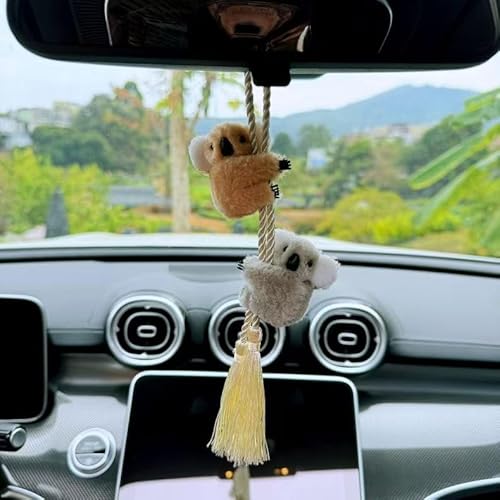 SwingingCar Hanging OrnamentKoala，Cute Koala Car Pendant， Auto Truck Interior Rearview Mirror Decoration Pendant Funny Gifts。 (Two Pieces in Khaki and Gray)